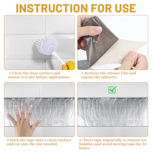 DBREAKS 100mm*10m*1.5mm Aluminium Butylband, Alu Wasserdichtes Klebeband, Alufolie Selbstklebend Reperaturband, Butylband Dichtungsbänder, Aluminiumfolie Tape Flachdach, Butylkautschuk Klebeband