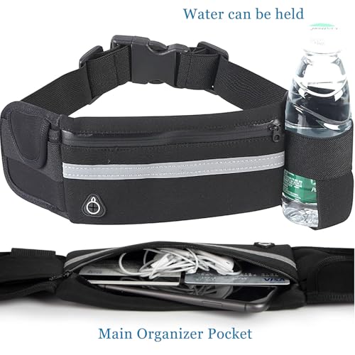 Riñonera Running Cinturon Correr con 2pc Muñequeras, Cinturon Running Porta Movil con Soporte para Botella De Agua,Riñonera Correr Pequeño para Mujer Hombre,Running Belt Negro - imagen 5