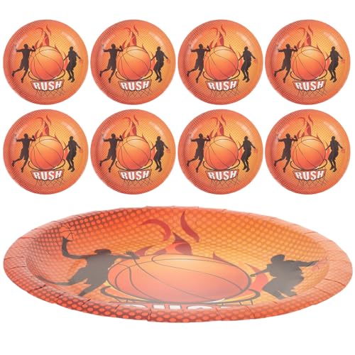 STOBAZA Platos de Papel Resistentes de Baloncesto 40 Unidades para Fiestas Temáticas y Eventos Deportivos de Cumpleaños