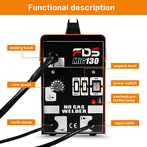 Goplus® Mig 130 Welder Flux Core Wire Automatic Feed Welding Machine W/Free Mask #TOP3