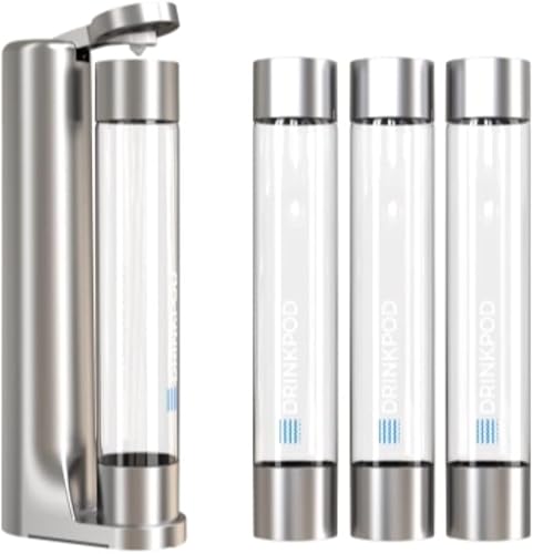Miniatura 8 de Fizzpod Home Soda Maker - Carbonatador de agua con gas con 3 botellas y 2 cepillos para botellas (plateado)