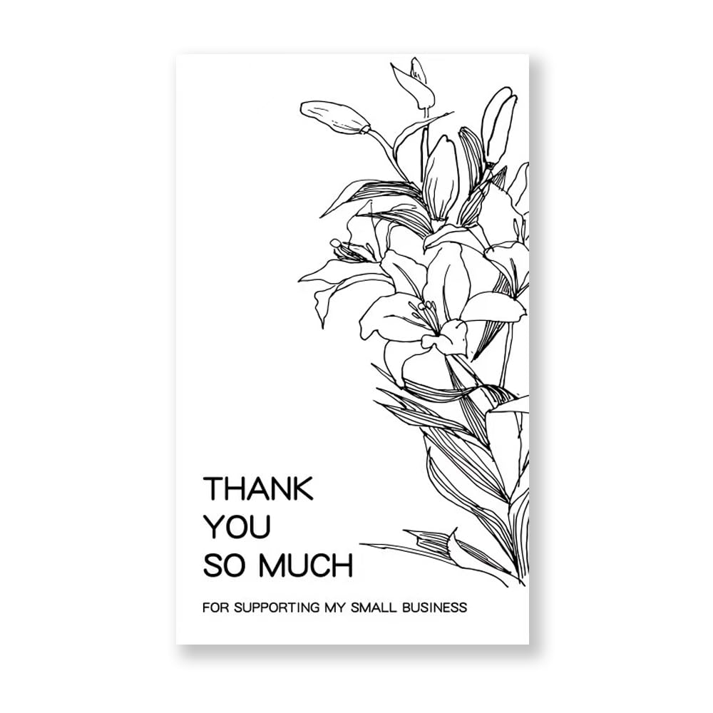 3.5 Inch Thank You So Much for Supporting My Small Business Stickers 200 Pcs Large Rectangle Self-Adhesive Sealing Sticker White Flower Thank You