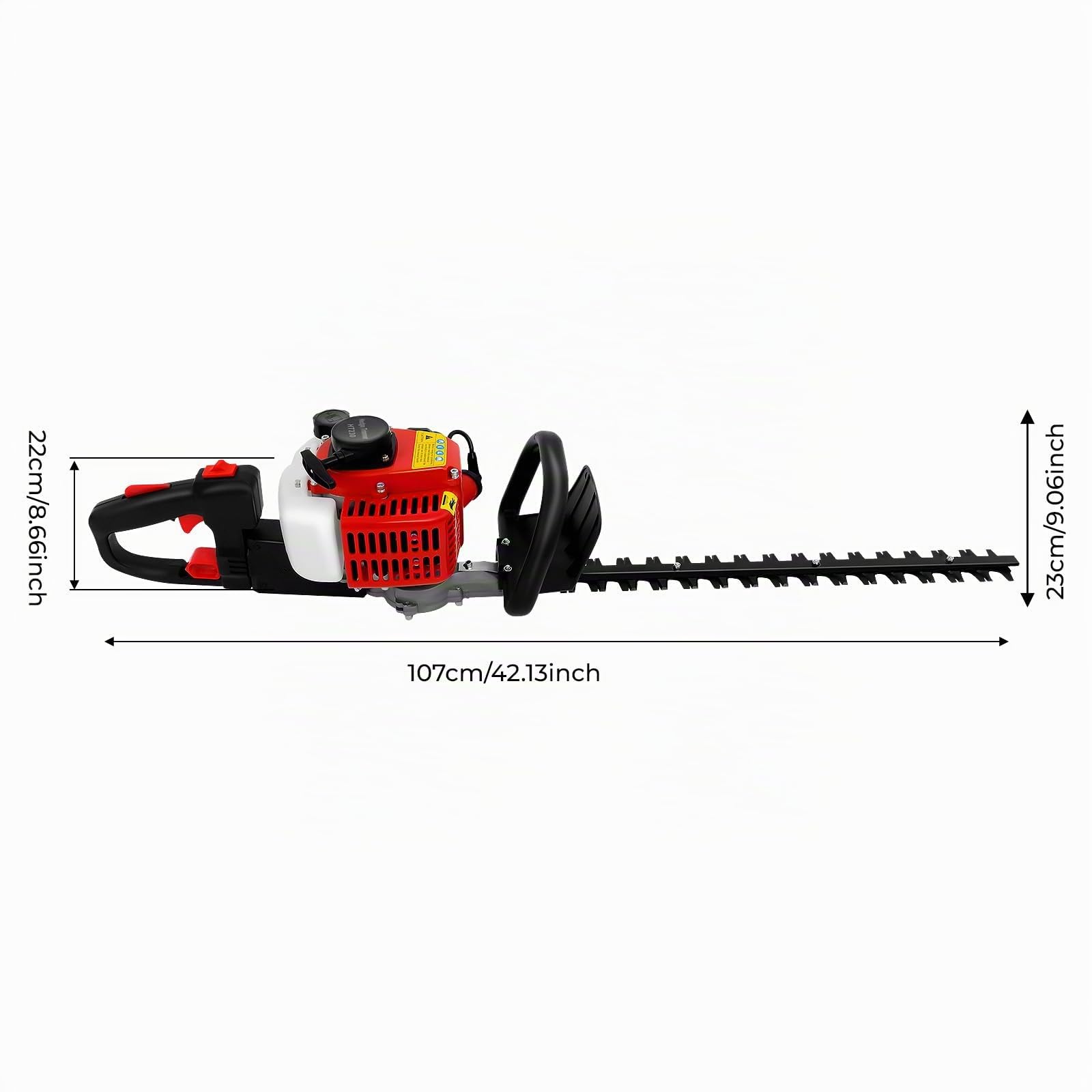 Tagliasiepi a benzina professionale 22,5 CC, tagliasiepi a 2 tempi con manico girevole a 180° e lunghezza di taglio 56 cm, tagliasiepi per parchi, scuole e autostrade