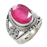 Sterling Silver 925 Ring For Womens Ruby Ring Sterling Silver Statement Ring July Birthstone Red Gemstone Ring