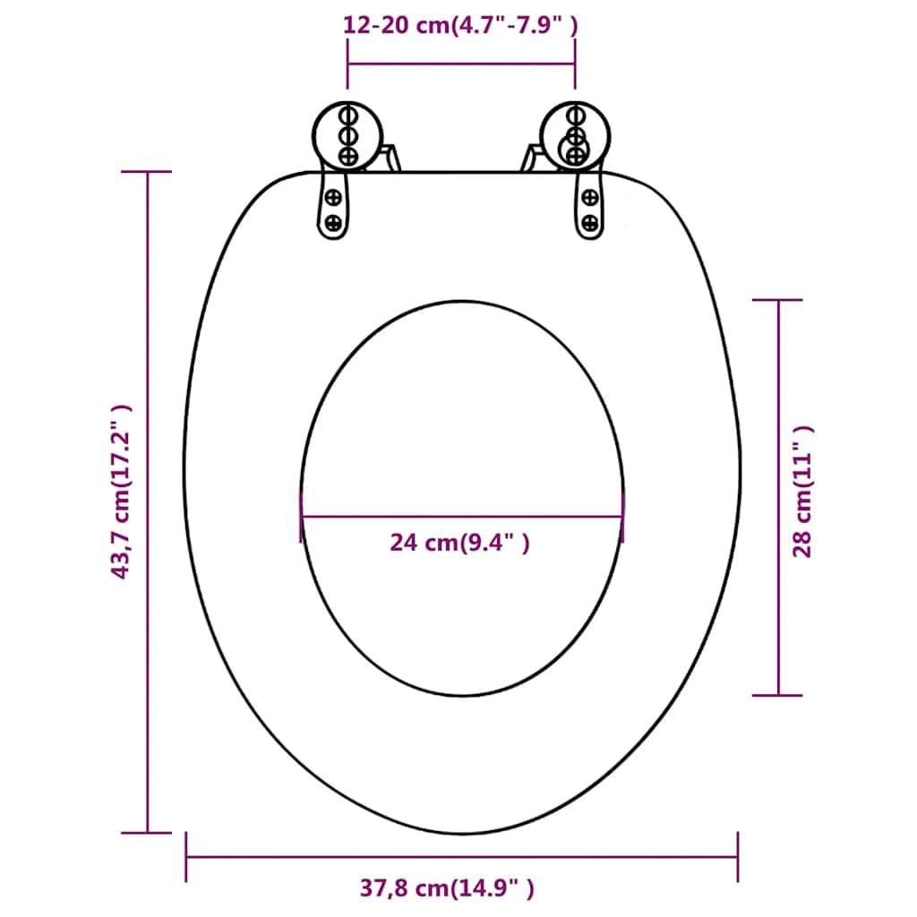 Asiento de inodoro con tapa, 2 unidades de madera de densidad media, bisagras ajustables de 12 a 20 cm, resistentes, universales, fáciles de limpiar, estables, antideslizantes, silenciosos