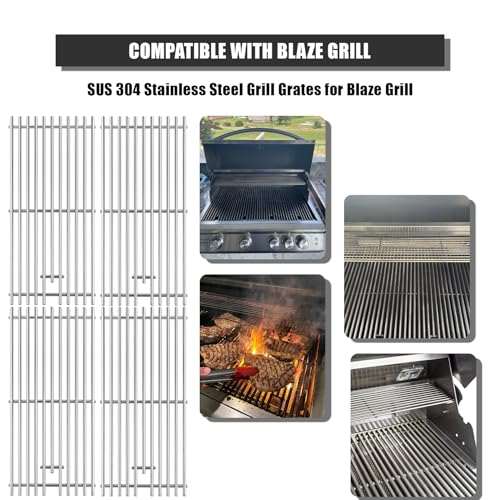 Image of SafBbcue RJC008P RJC32A Grates Grill Replacement for RCS Summerset and Blaze Grills Stainless Steel Cooking Grids for RCS RJC32A RJC32AL Summerset Sizzler 32 inch Blaze 32 inch 4 Burner Grills BLZ-4LTE2-NG