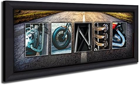 Personalized Motorcycle Name Art - Harley, Honda, Indian (13.5"x32.5" Framed Canvas)