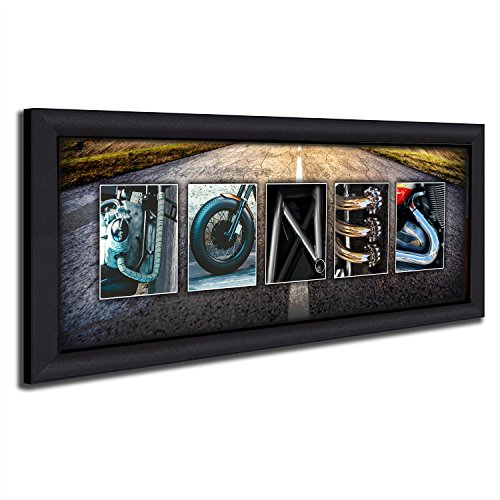 Personalized Motorcycle Name Art - Harley, Honda, Indian (13.5"X32.5" Framed Canvas) #TOP2
