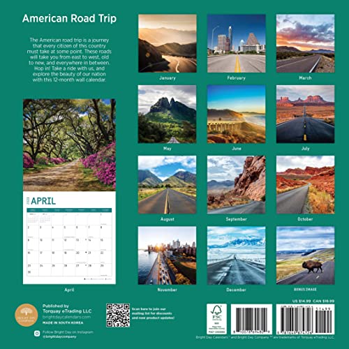 2023 American Road Trip Wall Calendar By Bright Day, 12X12 Inch #TOP1