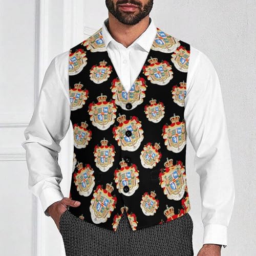 Coat of Arms of Denmark Suit Vest for Men Waistcoat Dressy V Neck Button Down Sleeveless Business Jacket Coat4