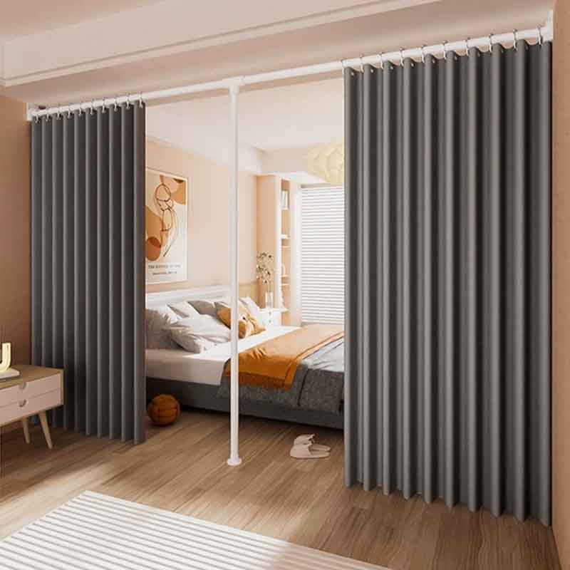 Tenda Pieghevole per Porta, Tenda divisoria per Ambienti Schermo divisorio per la Camera da Letto, Tenda divisoria Senza Fori, Tenda Oscurante con Asta telescopica(*14,2.2m-3.2m)