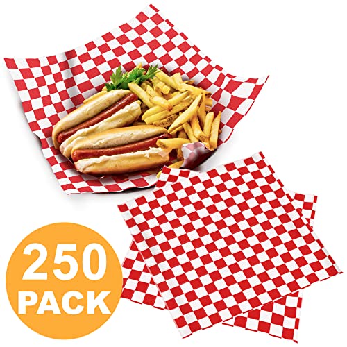 Deli Paper Sheets Sandwich Wrap Paper - 12X12" Food Wrapping Grease Resistant Checkered Liner Papers, Perfect For Restaurants, Barbecues, Picnics, Parties, Kids Meals, Outdoors - 250 Sheets #TOP7