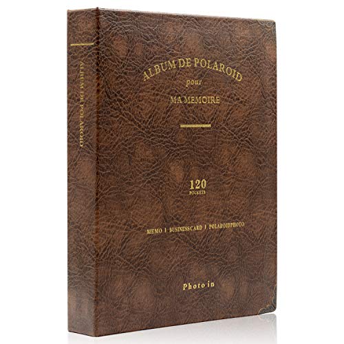 Amimy 120 Poches Photo Album pour Fujifilm Instax Mini 7s 8 8+ 9 25 50 70 90, Polaroid PIC-Snap 300, Sprocket HP, Kodak Mini 3 Pouces Film (Marron) Cover