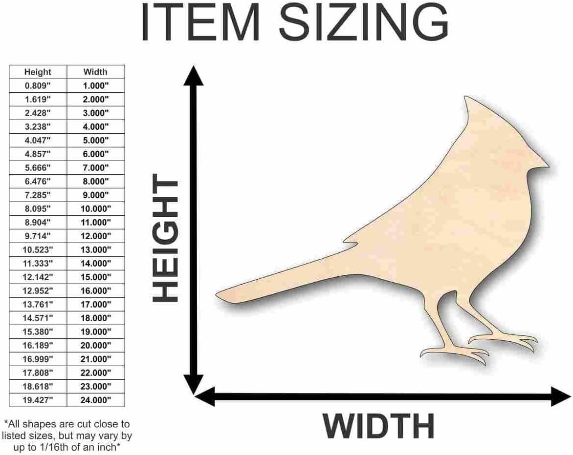 Unfinished Wood Cardinal Shape Animal Wildlife Craft up to 46" DIY 16" / 3/4"
