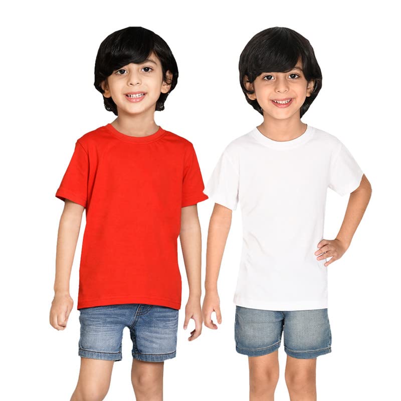Image of Nusyl Boys Half Sleeves Solid T-Shirt for Kids | Soft Cotton Blend | Comfortable Regular Fit | Casual 2-16 Years | Multiple Colors & Pack Options