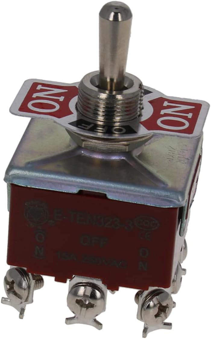 Heyiarbeit E-TEN323-3 Self-Reset Heavy Duty Rocker Toggle 15A 250V 3PDT 9Pin ON-Off-ON Metal Switch for Different Cars and Ferry Snowblower 3PCS