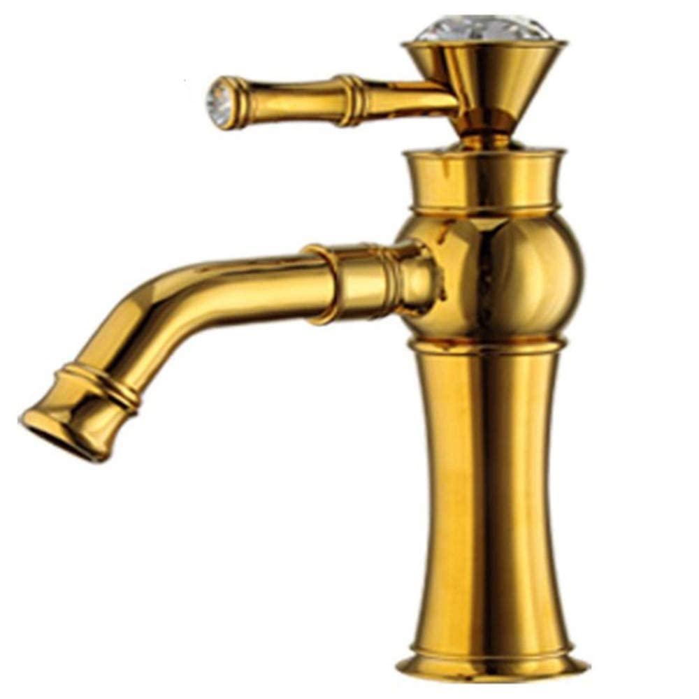Grifo de baño de cobre de lujo antiguo con acabado plata oro y aireador giratorio de cristal