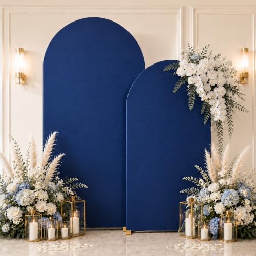 Navy Blue Arch Backdrop Cover Set of 2 Spandex Arch Covers 7.2 and 6ft Chiara Baby Bridal Shower Balloon Arch Cover Birthday Party Banquet Arch Covers Stretchy Backdrop (Navy Blue 7.2ft+6ft)