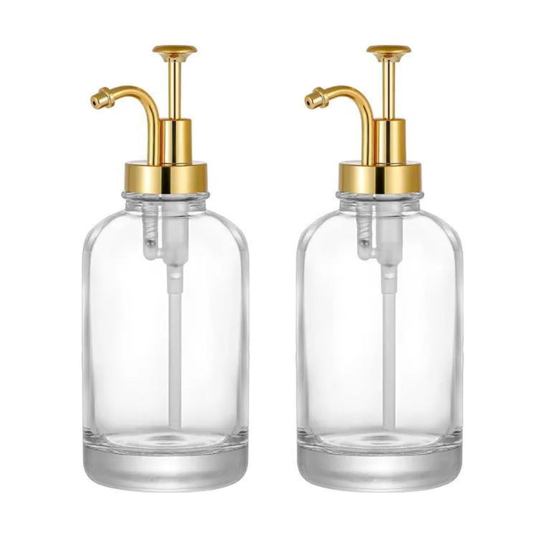 TOMVAES Glass Soap Dispenser - 2 Pack, 12 Oz Clear Diamond Design Glass Refillable Hand Soap Dispensers with Rust Proof Stainless Steel Pump for Bathroom, Countertop,Kitchen