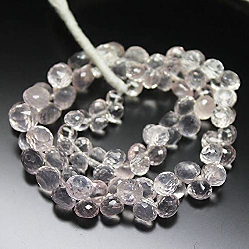 Quartz rose briolette perles naturelles facettées 5mm 7mm fil création
