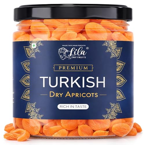 LILA DRY FRUITS Turkish Apricots 500 Grams | Naturally Dried Apricot Khubani Soft & Delicious Khurmani | Ideal for Cooking, Baking and Snacking | Premium Exotic Dry Fruit Perfect for Giftings