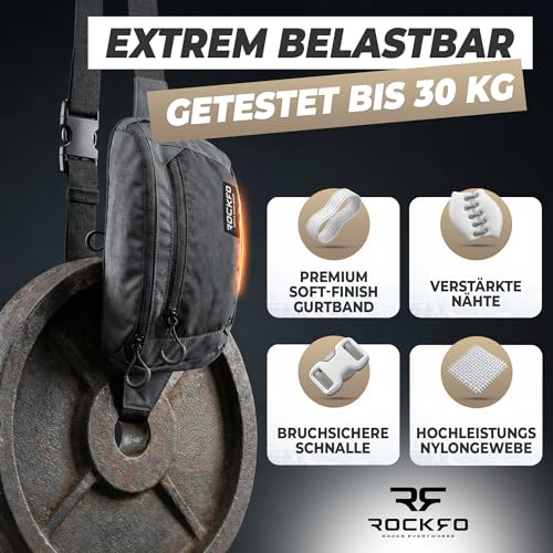 Bauchtasche Damen & Herren groß - Bauchtasche mit 3 Zonen & 7 Fächern - Große EDC City Hüfttasche & Outdoor Gürteltasche - Crossbody Bag… – Ansicht 4