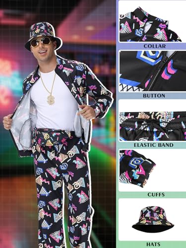 80s 90s Outfit Sets for Men, Retro Tracksuit Streetwear, Mens 80s Sportswear 9Pcs3