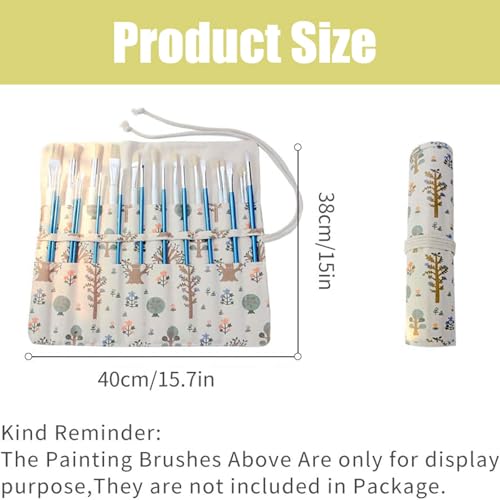 Image of Paint Brush Holder Storage 20 Slots,Art Brush Roll Canvas Pouch,Roll Up Brush Bag Case,Paint Storage Canvas Pouch for Watercolor Gouache