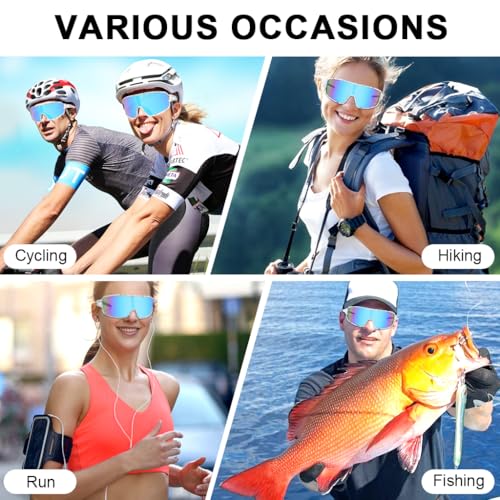 Image of PROBEROS Cycling Sunglasses for Men Stylish, UV400 Tinted Polarized Sunglasses Fashion Sport Set, Unique Frame Design, Outdoor Anti-Glare for Cycling, Driving, Hiking