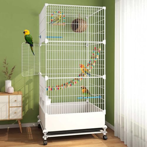 YSOAE 153CM Large Bird Cage Wrought Iron Parrot Cage Bird Cages with Wheels Parakeet Flight Cage Side Nesting Doors Heavy-Duty Pet Birds House for Birds Aviary Parakeets Standing Birdcages