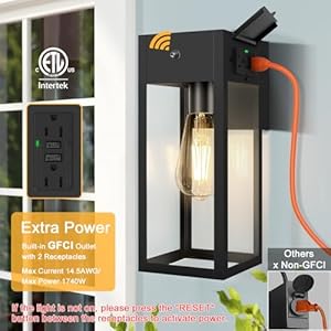 Dusk to dawn outdoor light fixtures wall mount outdoor porch lights with gfci outlet dusk to dawn outdoor lighting for doorway garage black 1 pack  urban country home decor