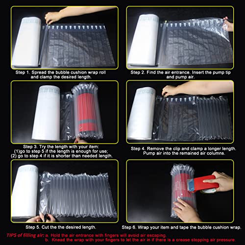 Resissho Bubble Cushioning Wrap Roll, 11.8 Inch X 164 Feet Inflatable Air Column Wrap For Heavy Duty Packing And Shipping 50 Microns Thick And Strong Large Air Bubbles For Moving Fragile Items #TOP5