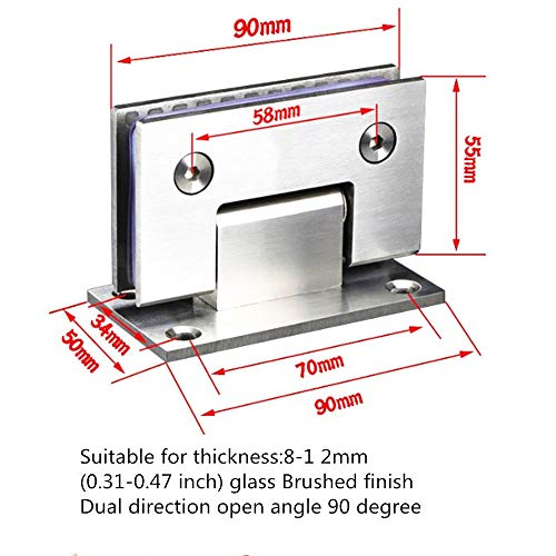 Wanlian Heavy Duty 90 Degree Glass Door Cupboard Showcase Cabinet Clamp Glass Shower Doors Hinge Replacement Parts Wall-To-Glass For 8-12 Mm(0.31-0.47 Inch),Stainless Steel Polished Chrome #TOP2