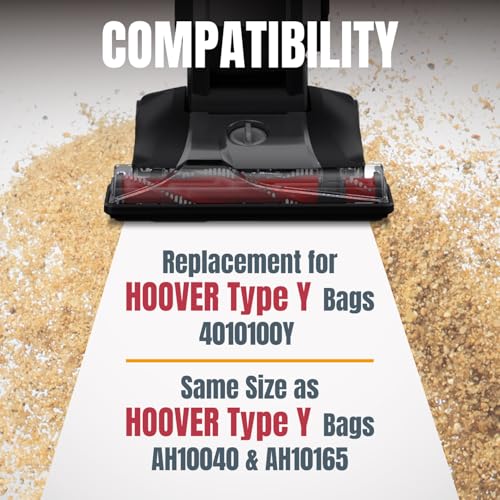 Image of POWERTEC Type Y Vacuum Bags 10 Pack for Hoover Style Y, Z, YZ WindTunnel Upright Vacuum Cleaners, Replacement Dust Bags for 4010100Y, AH10040 and AH10165 (75057)