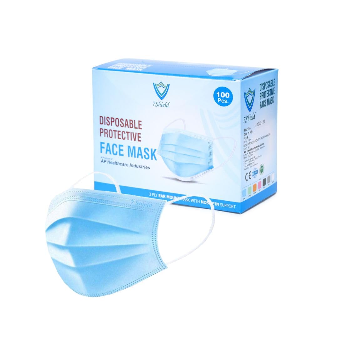Face Mask | Disposable Safety Masks for Women & Men | ISO CE GMP SITRA Certified Soft Fabric Spandex Earloop strings, Comfortable & Secure Face Masks (Blue-300)