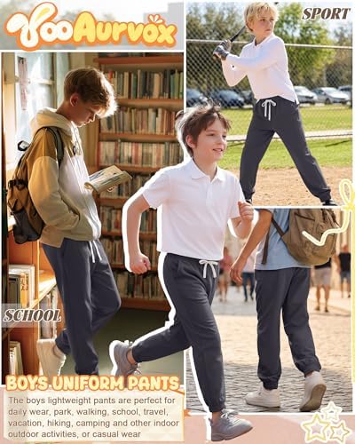 Boy's School Uniform Joggers,Dark Gray,14-16 Years — 사진 3