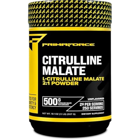 PrimaForce L-Citrulline Malate Powder, Unflavored Pre Workout Supplement, 500 grams - Energy Support, Aids Recovery, Enhances Strength Performance – Vegan, Non-GMO Cover