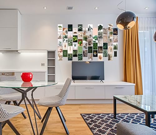 Image of Pack of 54 Green Wall Collage Kit Posters - 4 x 6 Inches Wall Decor Poster - Wall Art For Bedroom, Living room, Office - 1 Tissue Tape