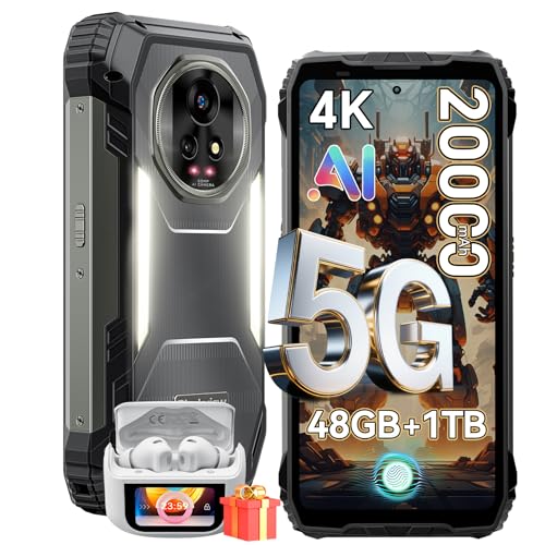 Blackview XPLORE 2 Dimensity 8300 AI 5G Unlocked Rugged Phone Android 15, 20000mAh Battery 48GB+1024GB/TF 2TB, 6.73" 3.2K Outdoor Mobile Phones, 2 x 2W Speakers IP69K Waterproof 50MP Camera NFC/GPS