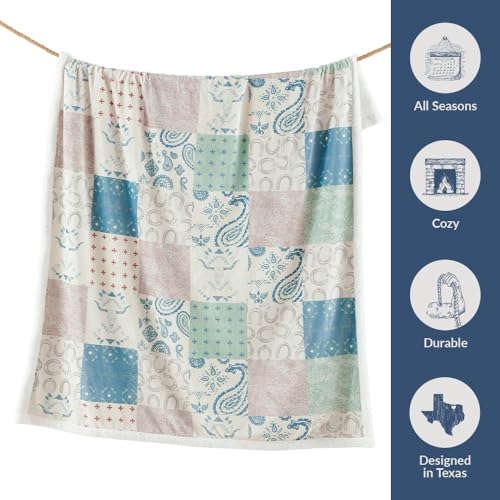 Image of Indigo Hill by HiEnd Accents Patchwork Paisley 54x68 Throw Blanket