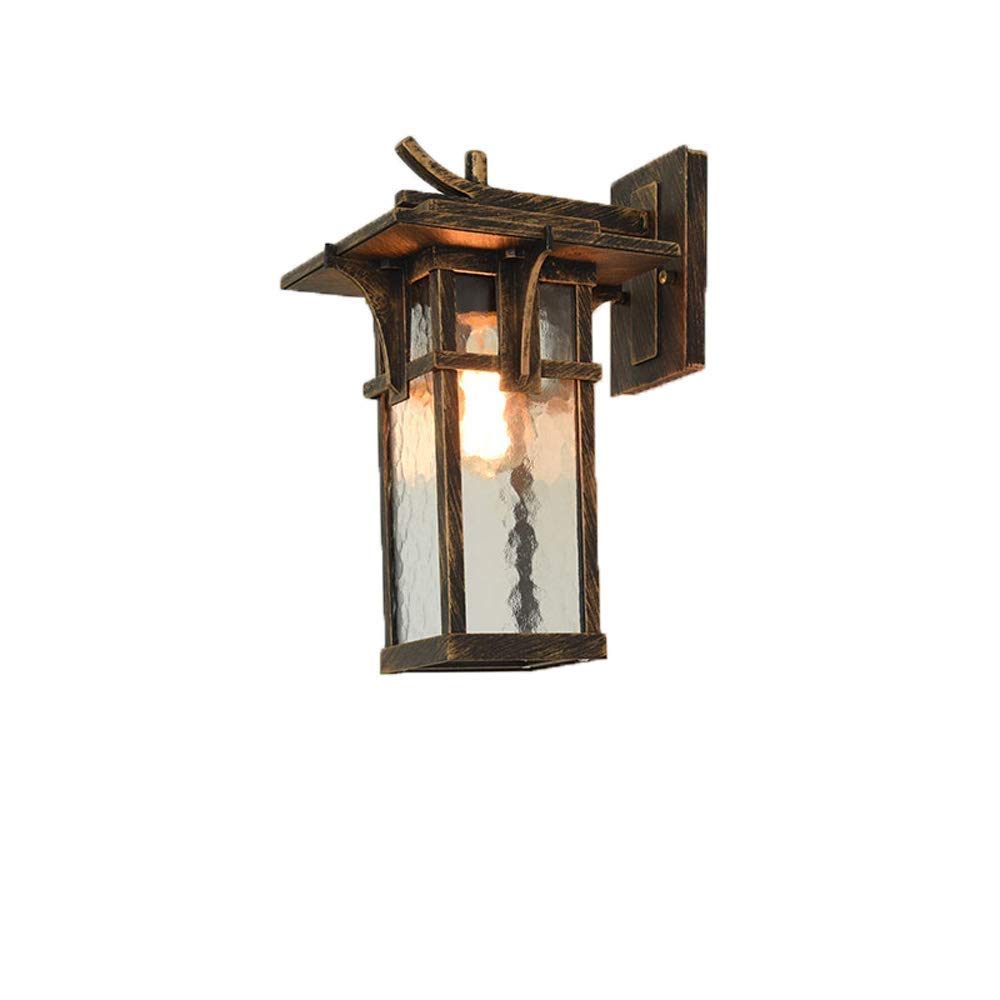 HYJAUSXB Wall Lamps Sconces Rustproof Aluminum with Watered Glass Outdoor Waterproof Lantern Garden Outside Light Sconce(Noir)