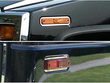 QAA is Compatible with 2003-2007 Hummer H2 4 Piece Stainless Marker Light Trim, Ring Set HV43024