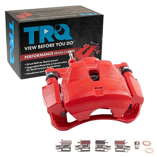 Image of TRQ Front Right Brake Caliper w /Bracket Performance Red Passenger Side | For 2010-2012 Lexus HS250h 2008-2015 Scion xB 2012-2017 Toyota Prius V 2011-2018 RAV4