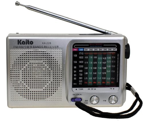 Kaito KA228 Pocket-Size 9-Band AM/FM Shortwave Radio, Silver