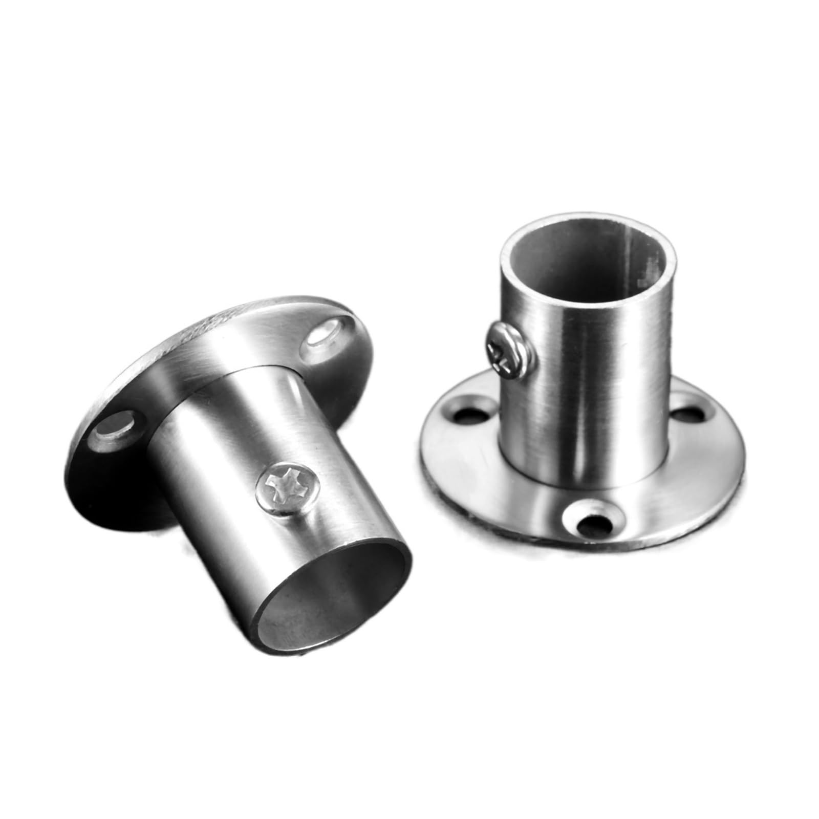 Ugzpwqlnx 25Mm Stainless Steel Pole Socket Flange Rod, Stainless Steel Wardrobe Rail Supports Pipe Bracket Flange For Clothes Hanging Rod Holder(25Mm)