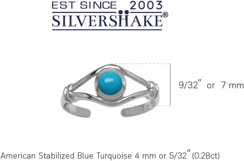 Silvershake 4MM Round Shape Cabochon Stone White Gold Plated or Yellow Gold Plated 925 Sterling Silver Adjustable Toe or Knuckle Ring Jewelry for Women or Teens