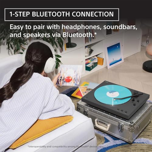 Image of Sony PS-LX3BT Full Auto Playback Turntable with Bluetooth Connectivity, Black Bundle with Audio-Technica AT-SP3X Bookshelf Speakers and Deco Essentials CPS Exclusive 2 YR Protection Pack