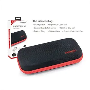 New World Nintendo Switch Protective Kit Travel Case Pouch Screen Protector Joy-Con Grip Dust proof Rubber Plug ,Thumb Stick cover complete accessory kit