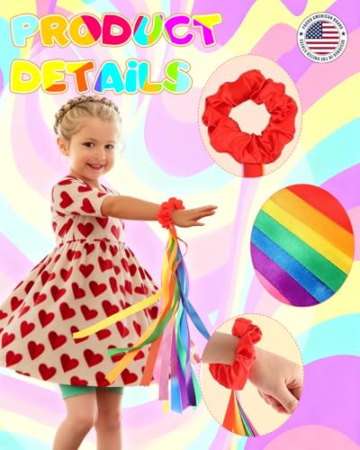 NHWNHW 14Pcs Rainbow Dance Ribbons for Kids & Adults, Hand Held Streamers for Kids with Wrist Straps for Gymnastics, Dance, Training, Festive Party Decorations - Thumbnail 3