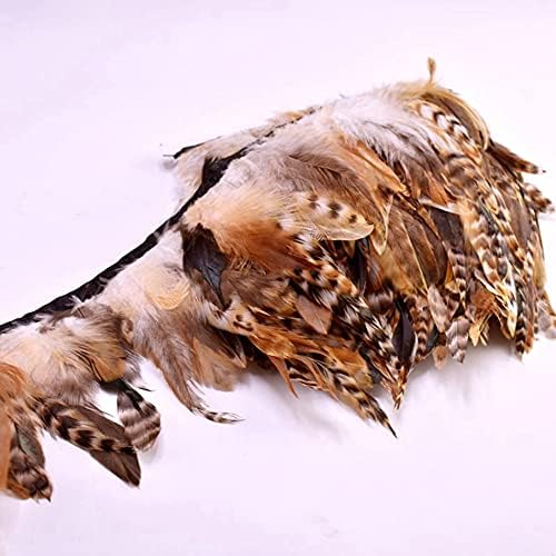 2Meter Natural Rooster Feathers Ribbon DIY Party Feather Sewing Clothing Plume Trim Fringe for Craft Wedding Decorations 13-18cm - 1 Meters - Zamihalaa